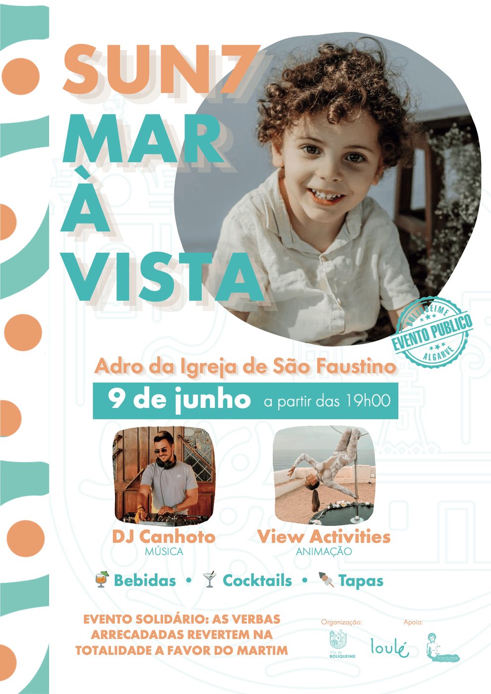 Cartaz do SUN7 Mar à Vista 2026, 9 de junho a partir das 19h00, com DJ Canhoto e View Activities